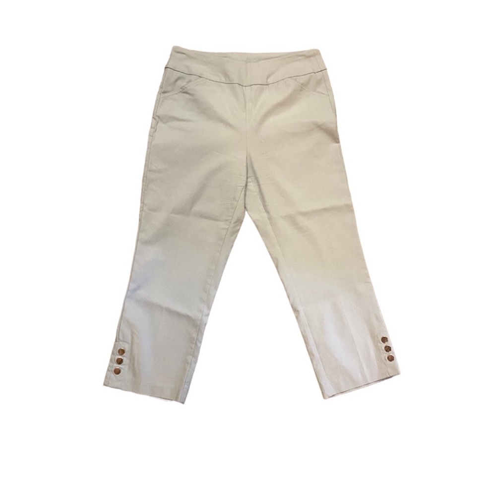 Tribal Stretch Cropped Light Gray Capris with Pockets